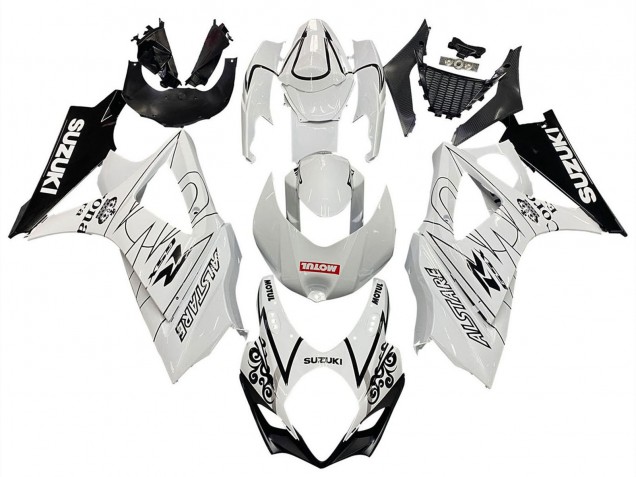 2007-2008 White Black Alstare Corona Motul Suzuki GSXR 1000 Motorcycle Fairings