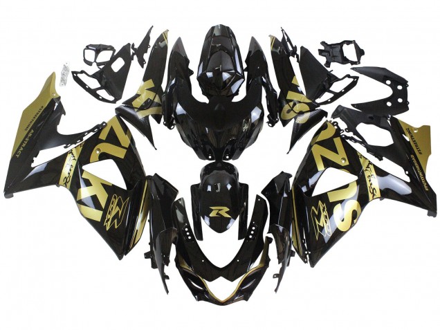 2009-2016 Glossy Black Gold Suzuki GSXR 1000 Motorcycle Fairings