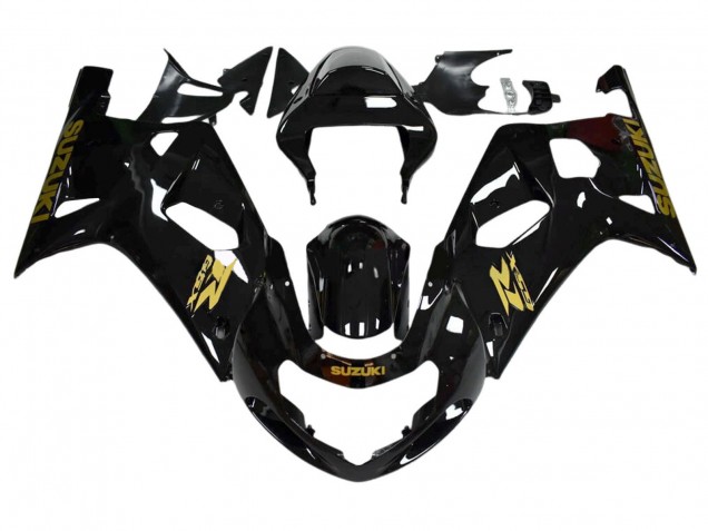 2001-2003 Glossy Black Gold Decal Suzuki GSXR 600 / GSXR 750 Motorcycle Fairings