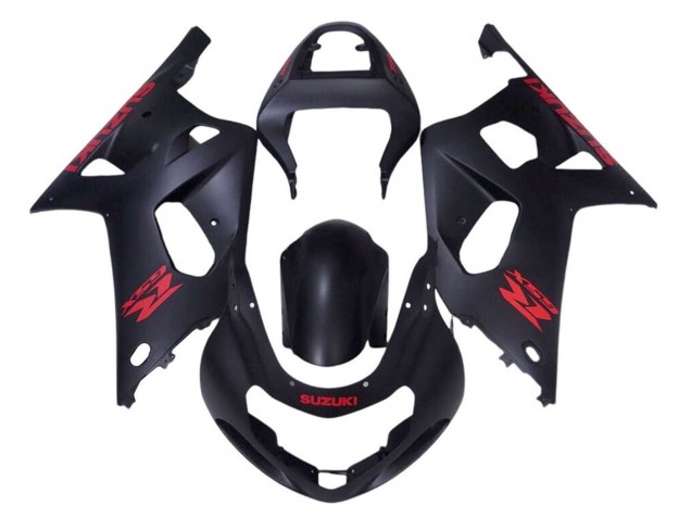2001-2003 Matte Black Red Suzuki GSXR 600 / GSXR 750 Motorcycle Fairings