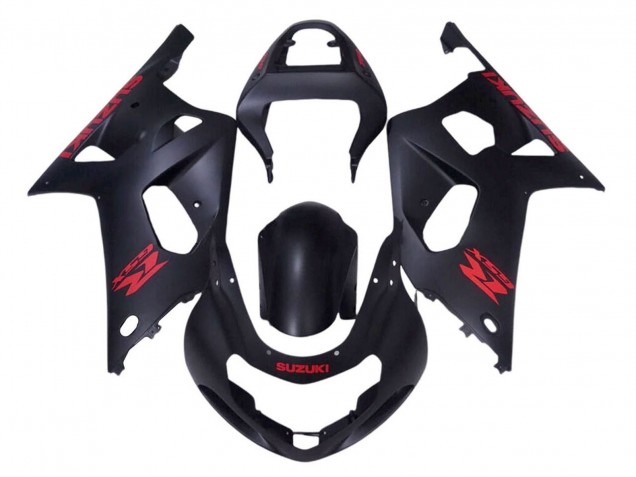 2001-2003 Matte Black Red Suzuki GSXR 600 / GSXR 750 Motorcycle Fairings