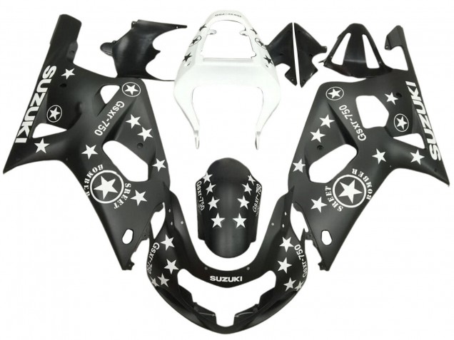 2001-2003 Glossy Black White Star Suzuki GSXR 600 / GSXR 750 Motorcycle Fairings