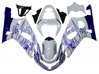 2001-2003 White Blue Corona Alstare Suzuki GSXR 600 / GSXR 750 Motorcycle Fairings