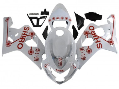 2001-2003 White Red Shiro Suzuki GSXR 600 / GSXR 750 Motorcycle Fairings