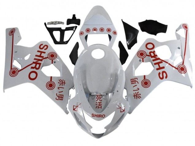 2001-2003 White Red Shiro Suzuki GSXR 600 / GSXR 750 Motorcycle Fairings
