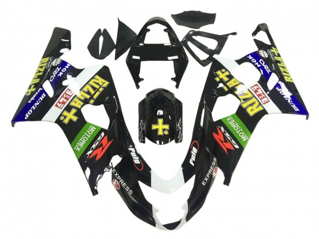 2001-2003 Glossy Black Green White Yellow Rizla Suzuki GSXR 600 / GSXR 750 Motorcycle Fairings