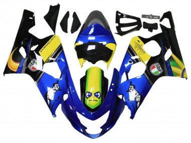 2004-2005 Blue Yellow Black Shark Suzuki GSXR 600 / GSXR 750 Motorcycle Fairings