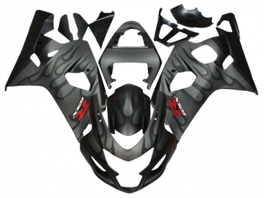 2004-2005 Grey Black Flame Suzuki GSXR 600 / GSXR 750 Motorcycle Fairings