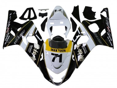 2004-2005 White Black Yellow Dark Dog 71 Suzuki GSXR 600 / GSXR 750 Motorcycle Fairings