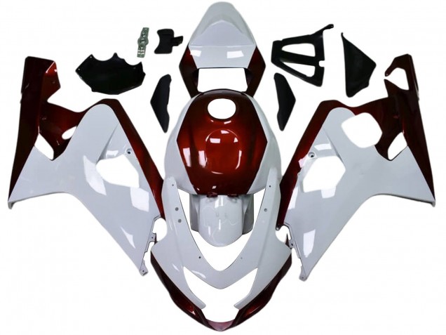2004-2005 White Candy Red Black Suzuki GSXR 600 / GSXR 750 Motorcycle Fairings