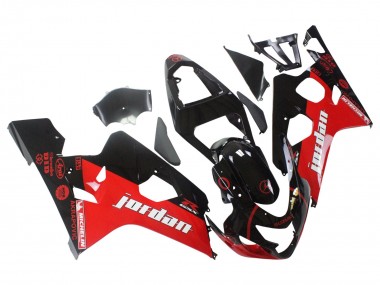 2004-2005 Glossy Black Red Jordan Michelin Suzuki GSXR 600 / GSXR 750 Motorcycle Fairings
