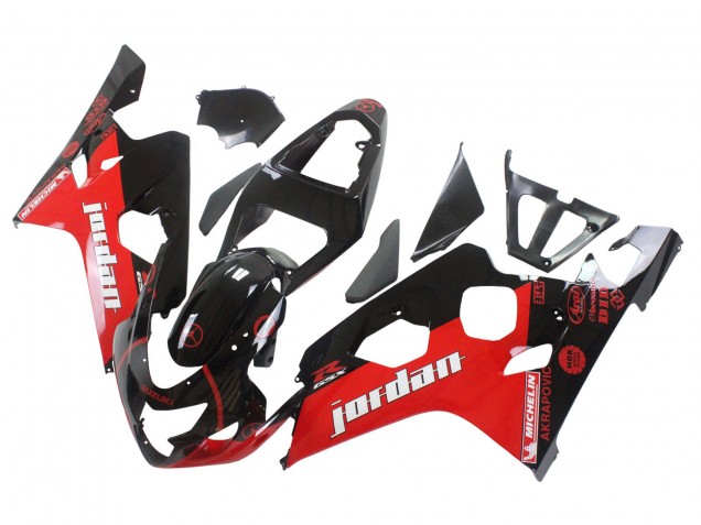 2004-2005 Glossy Black Red Jordan Michelin Suzuki GSXR 600 / GSXR 750 Motorcycle Fairings
