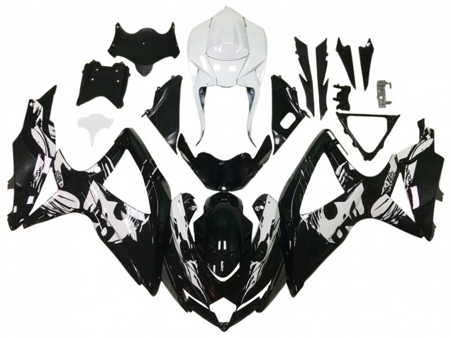 2006-2007 Glossy Black White Suzuki GSXR 600 / GSXR 750 Motorcycle Fairings