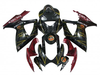 2006-2007 Glossy Black Red Gold Suzuki GSXR 600 / GSXR 750 Motorcycle Fairings