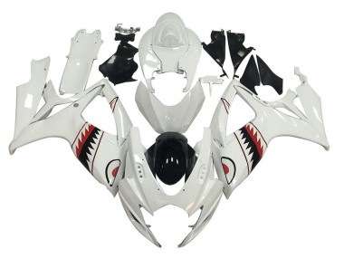 2006-2007 White Red Black Shark Suzuki GSXR 600 / GSXR 750 Motorcycle Fairings