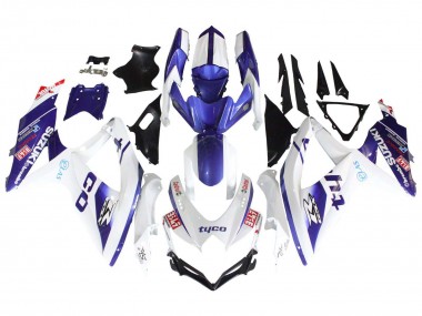 2008-2010 White Blue Black Tyco Suzuki GSXR 600 / GSXR 750 Motorcycle Fairings