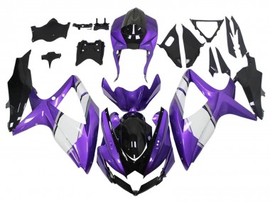 2008-2010 Purple White Glossy Black Suzuki GSXR 600 / GSXR 750 Motorcycle Fairings