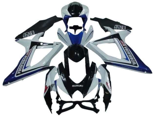 2008-2010 White Blue Glossy Black Alstare Suzuki GSXR 600 / GSXR 750 Motorcycle Fairings