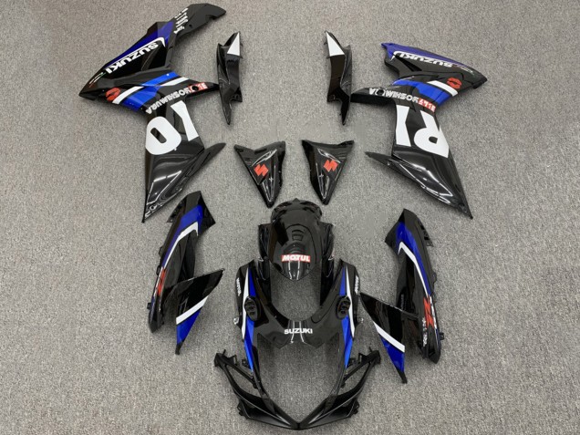 2008-2010 Glossy Black White Blue Red Suzuki GSXR 600 / GSXR 750 Motorcycle Fairings