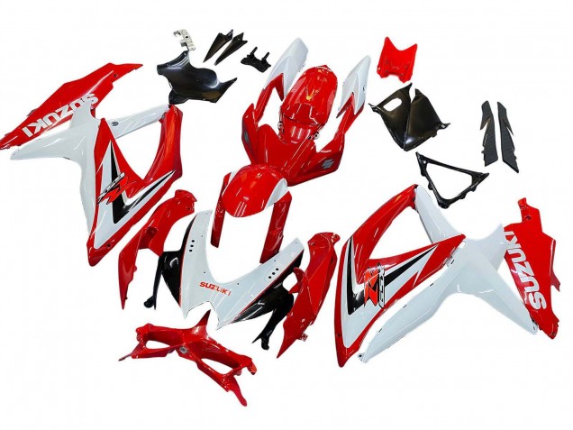 2008-2010 White Red Black Suzuki GSXR 600 / GSXR 750 Motorcycle Fairings