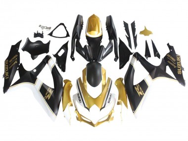 2008-2010 Matte Black White Gold Suzuki GSXR 600 / GSXR 750 Motorcycle Fairings
