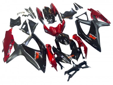 2008-2010 Red Glossy Black Suzuki GSXR 600 / GSXR 750 Motorcycle Fairing