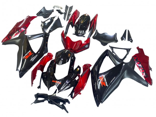 2008-2010 Red Glossy Black Suzuki GSXR 600 / GSXR 750 Motorcycle Fairing