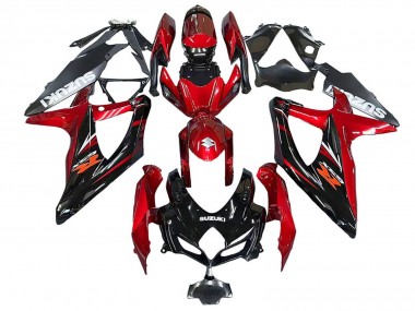2008-2010 Red Glossy Black Suzuki GSXR 600 / GSXR 750 Motorcycle Fairings