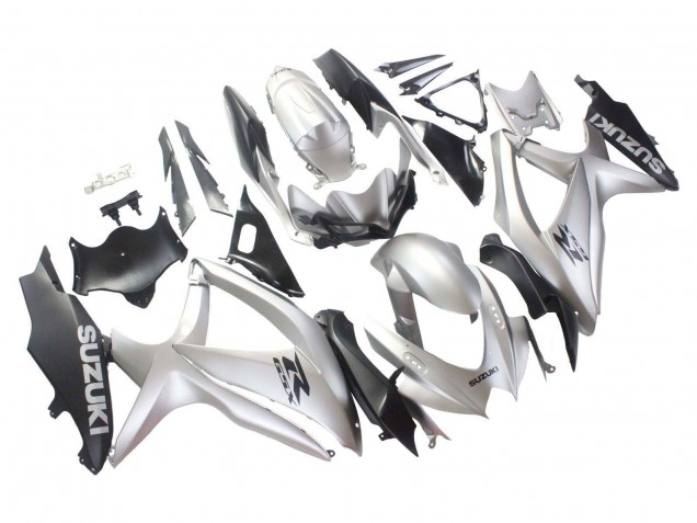 2008-2010 Silver Matte Black Suzuki GSXR 600 / GSXR 750 Motorcycle Fairings