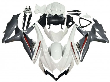 2008-2010 White Grey Red Suzuki GSXR 600 / GSXR 750 Motorcycle Fairings