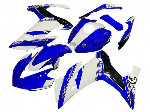2015-2018 White Blue Black Racing Yamaha YZF R3/R25 Motorcycle Fairings