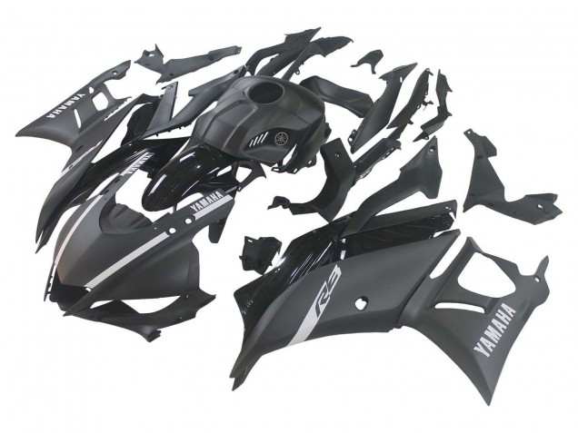 2019-2021 Matte Black Silver Yamaha YZF R3/R25 Motorcycle Fairings