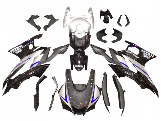 2019-2021 Silver Glossy Black Carbon Fiber Style Yamaha YZF R3/R25 Motorcycle Fairings