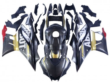 2022-2024 Black Carbon Fiber Style Gold Red ABBOT Yamaha YZF R3/R25 Motorcycle Fairings