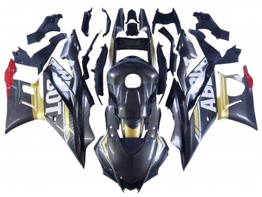 2022-2024 Black Carbon Fiber Style Gold Red ABBOT Yamaha YZF R3/R25 Motorcycle Fairings