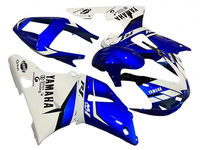 1998-1999 White Blue Black Yamaha YZF 1000 R1 Motorcycle Fairings