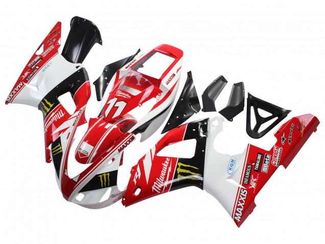 1998-1999 Red White Black Yellow Monster Milwaukee MAXXIS 11 Yamaha YZF 1000 R1 Motorcycle Fairings