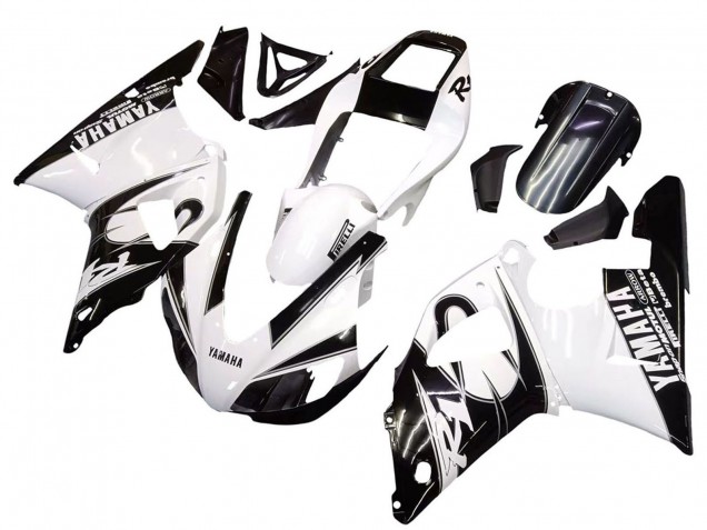 1998-1999 White Glossy Black Yamaha YZF 1000 R1 Motorcycle Fairings