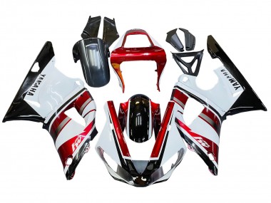 2000-2001 Red White Glossy Black Yamaha YZF 1000 R1 Motorcycle Fairing