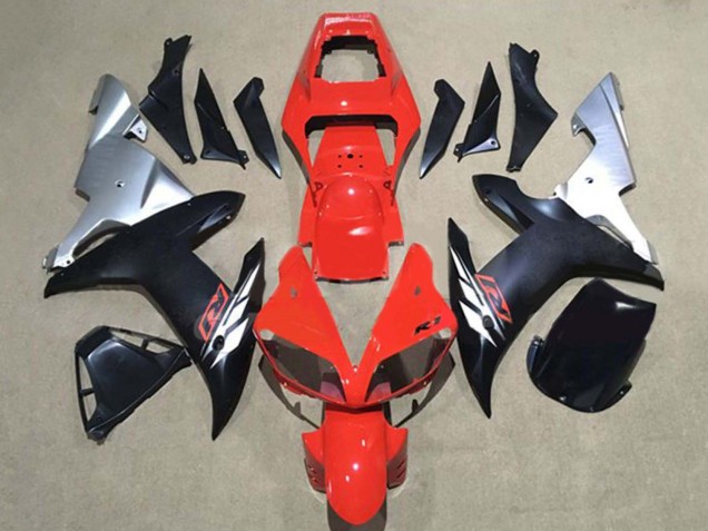 2002-2003 RedSilver Matte Black Yamaha YZF 1000 R1 Motorcycle Fairings