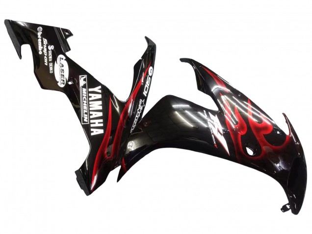 2004-2006 Glossy Black Red Flame Yamaha YZF 1000 R1 Motorcycle Fairings