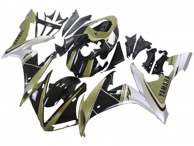 2004-2006 Light Gold White Glossy Black Yamaha YZF 1000 R1 Motorcycle Fairings