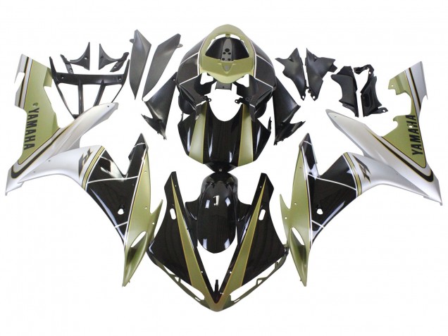 2004-2006 Light Gold White Glossy Black Yamaha YZF 1000 R1 Motorcycle Fairings