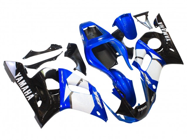 1998-2002 White Blue Glossy Black Yamaha YZF 600 R6 Motorcycle Fairings