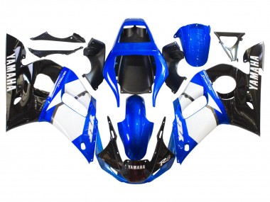 1998-2002 White Blue Glossy Black Yamaha YZF 600 R6 Motorcycle Fairings