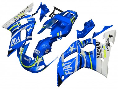 1998-2002 White Blue Neon Yellow Fiat Motul Michelin Yamaha YZF 600 R6 Motorcycle Fairings