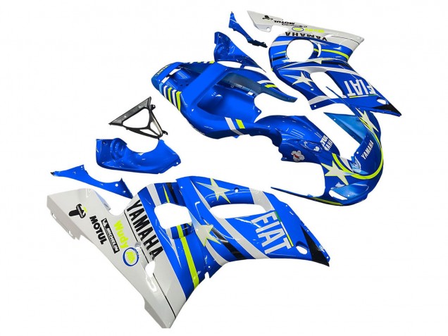 1998-2002 White Blue Neon Yellow Fiat Motul Michelin Yamaha YZF 600 R6 Motorcycle Fairings