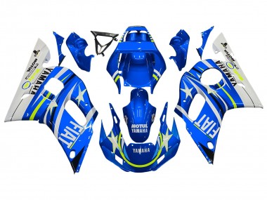 1998-2002 White Blue Neon Yellow Fiat Motul Michelin Yamaha YZF 600 R6 Motorcycle Fairings