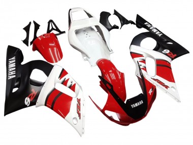 1998-2002 White Red Glossy Black Yamaha YZF 600 R6 Motorcycle Fairings
