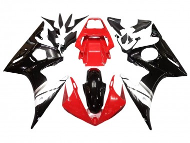2003-2004 Red White Glossy Black Yamaha YZF R6 Motorcycle Fairings
